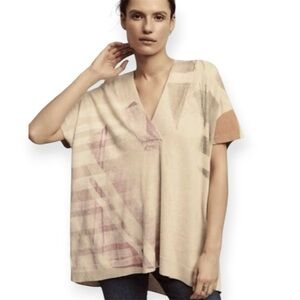 Moth by Anthropologie Abstract V-Neck Oversized Sweater, Size S NWT 0002985